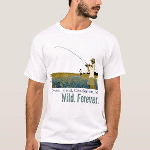 Rod- und Spulen-Fischen auf dem Dewees Insel-Sumpf T-Shirt