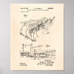 Rod Weeder Anhang 1959 Patentkunst alte Peper Poster