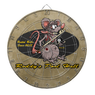 Roddy Ratten-Cartoon-Ratten-Fink-Billard-Pool Hall Dartscheibe