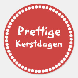 Rode cadeau sticker tekst Prettige Kerstdagen