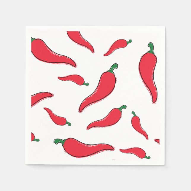 Rode chili, cayennepeper patroon. Spaanse pepers Serviette (Vorderseite)
