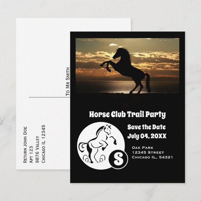 Rodelbahn Party Monogram Foto Einladungspostkarte (Vorne/Hinten)