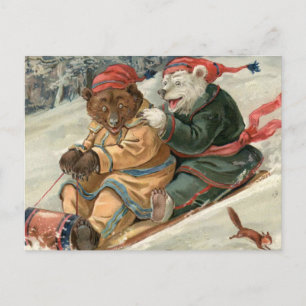 Rodelbären Postkarte