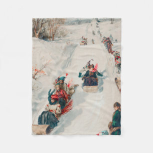 "Rodeln", Chromolithographie, Louis Prang & Co. Fleecedecke