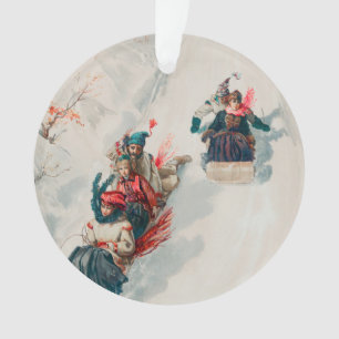 "Rodeln", Chromolithographie, Louis Prang & Co. Ornament