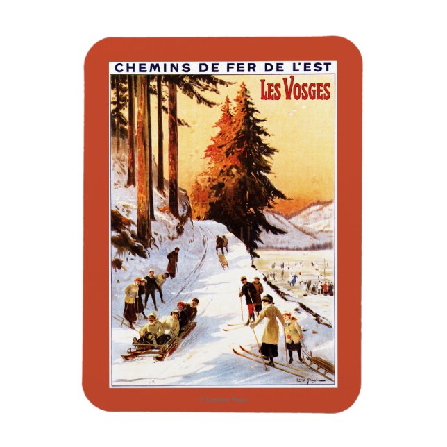 Rodeln und Skifahren im Vosges Poster Magnet (Vertikal)