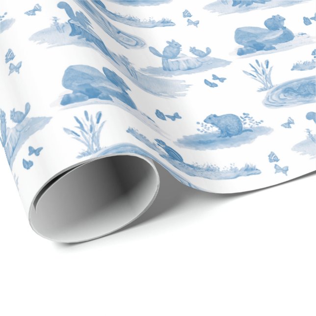 Rodent Toile Wrapping Paper (Slate Blue)  Geschenkpapier (Rolleneckpunkt)