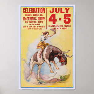 Rodeo, 4. Juli 1930. Vintage Werbung Poster