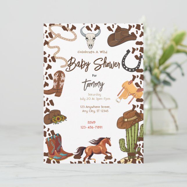 Rodeo Baby Shower Einladung (Stehend Vorderseite)