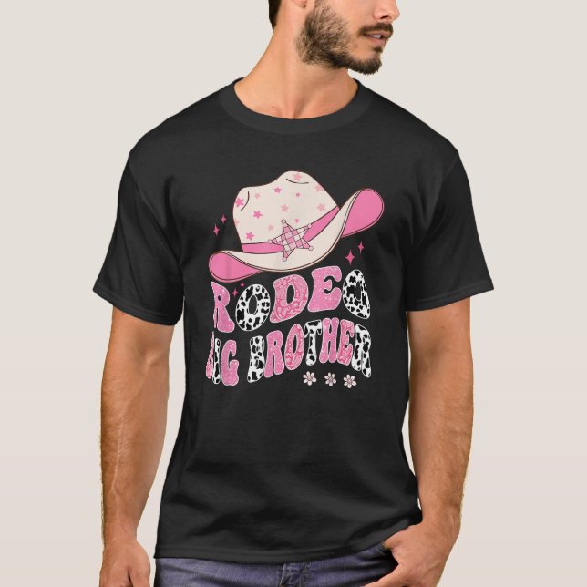 Rodeo Big Brother Pink CowGirl 1St Birthday Family T-Shirt (Vorderseite)