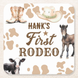 Rodeo Birthday Boy Western Rechteckiger Pappuntersetzer