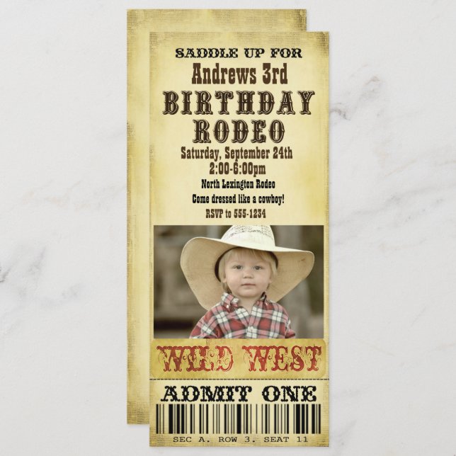 Rodeo Birthday Einladung (Vorne/Hinten)