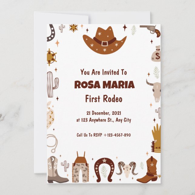 Rodeo Birthday Einladung (Vorderseite)