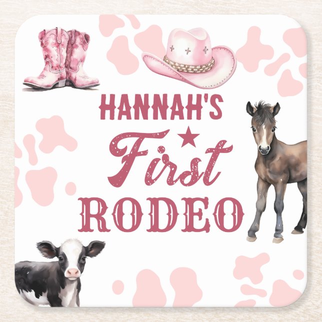 Rodeo Birthday Pink Paper Untersetzer (Vorderseite)