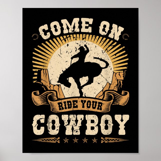 Rodeo Bronc Reiten Dein Cowboy Buckpferd Poster (Vorne)