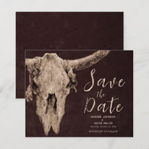 Rodeo Brown Bull Skull Haushalt Save the Date