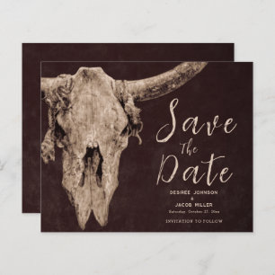 Rodeo Brown Bull Skull Haushalt Save the Date