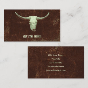 Rodeo Brown Western Rustikaler Tattoo Shop Bull Sk Visitenkarte