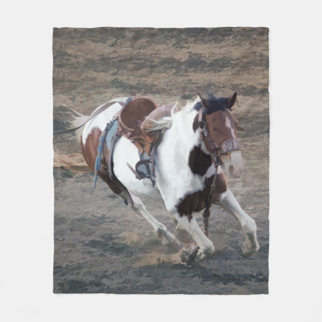 Rodeo Bucking Pinto Bronco Fleecedecke (Vorderseite)