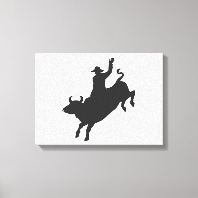 Rodeo Bull Ride Silhouette Leinwanddruck (Vorderseite)