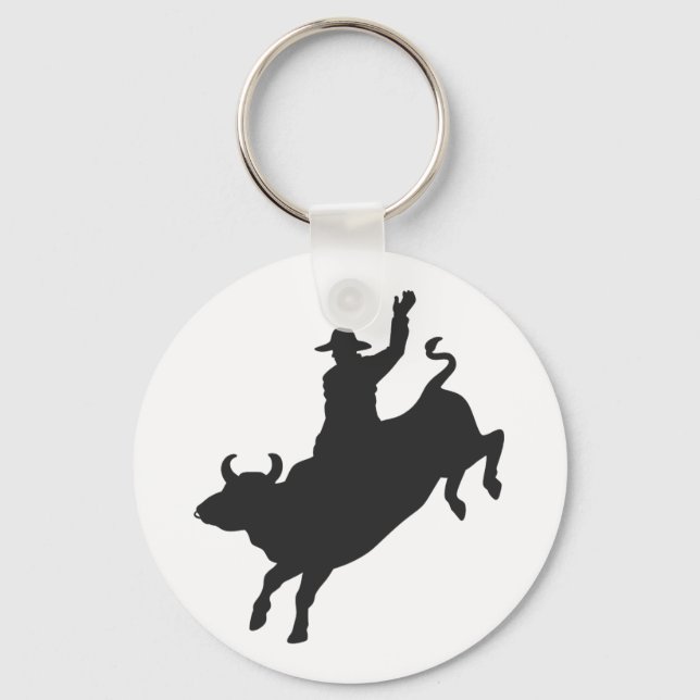 Rodeo Bull Ride Silhouette Schlüsselanhänger (Vorderseite)