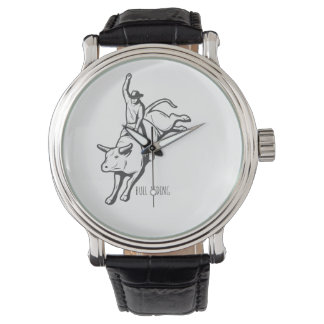 Rodeo Bull Rider Action Linienkunst Armbanduhr