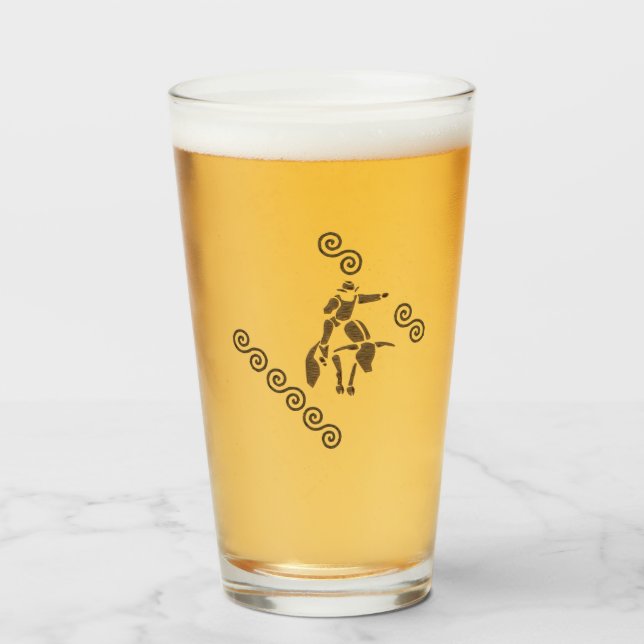 Rodeo Bull Rider auf einem Langhorn Glas (Vorne (Gefüllt))