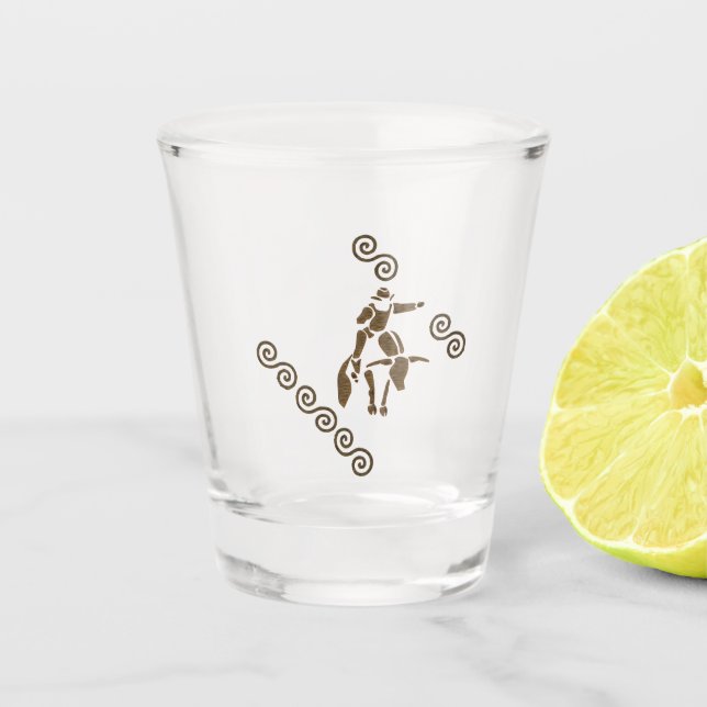 Rodeo Bull Rider auf einem Langhorn Schnapsglas (Vorderseite)