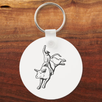 Rodeo Bull Rider Linienkunst Western Emblem Schlüsselanhänger