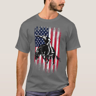 Rodeo Bull Rider Patriotic American Flag Cowboys T-Shirt