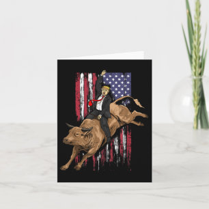 Rodeo Bull Rider Trump American Flag Cowboy Bull Karte