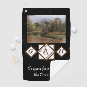 Rodeo Bull Rider und Longhorn Monogram Foto Golfhandtuch