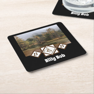 Rodeo Bull Rider und Longhorn Monogramm Foto Rechteckiger Pappuntersetzer