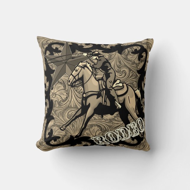 Rodeo Cowboy Cowgirl Calf Roping Throw Kissen (Vorderseite)