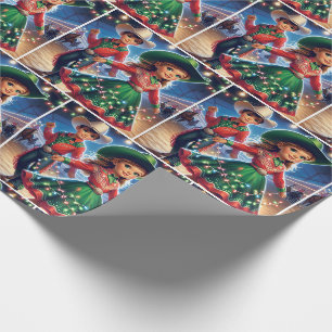 Rodeo Cowboy Kids zwirbeln Weihnachtslicht Geschenkpapier