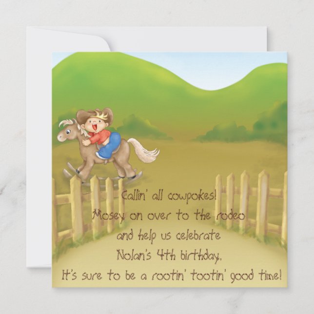 Rodeo Cowboy Kindergeburtstag Einladung (Vorderseite)