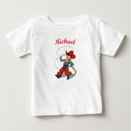 Rodeo Cowboy mit Lasso-Seil personalisierter Name  Baby T-shirt