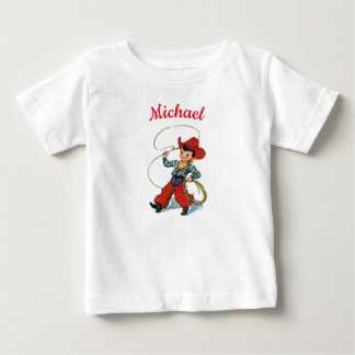 Rodeo Cowboy mit Lasso-Seil personalisierter Name  Baby T-shirt