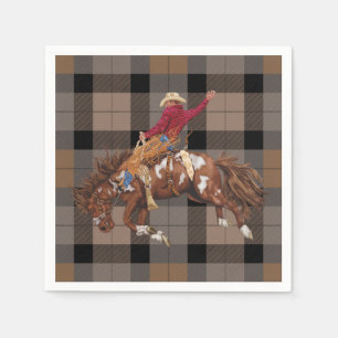 Rodeo Cowboy on Bucking Bronco Serviette