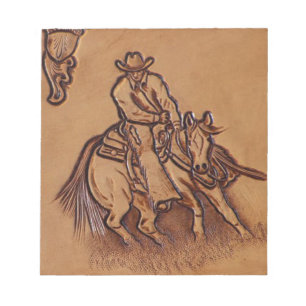Rodeo-Cowboy Pferderuecken des Westerns lederner Notizblock