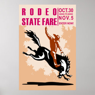 Rodeo Cowboy reiten Broncoposter Poster