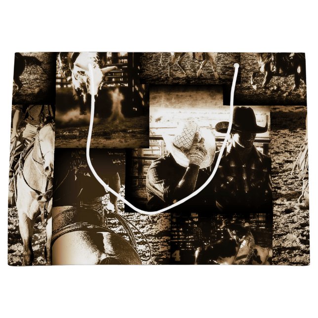 Rodeo Cowboy Rustic Country Western Thema Große Geschenktüte (Vorderseite)