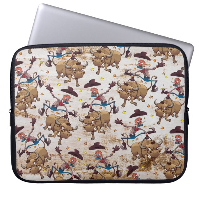 Rodeo-Cowboy-Stier-Reitland-Western Laptopschutzhülle (Vorderseite)