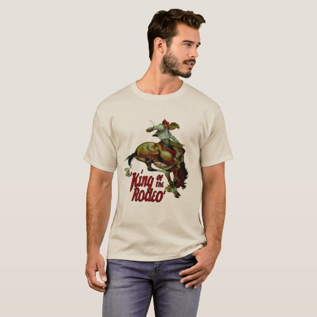 Rodeo-Cowboy-sträubender Pferdekönig Of Rodeo T-Shirt (Vorne ganz)