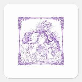 Rodeo Cowboy Western Riding Quadratischer Aufkleber