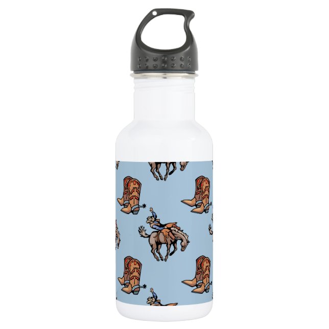 Rodeo Cowboy, Western Stiefel, Pferd, Land Edelstahlflasche (Vorderseite)