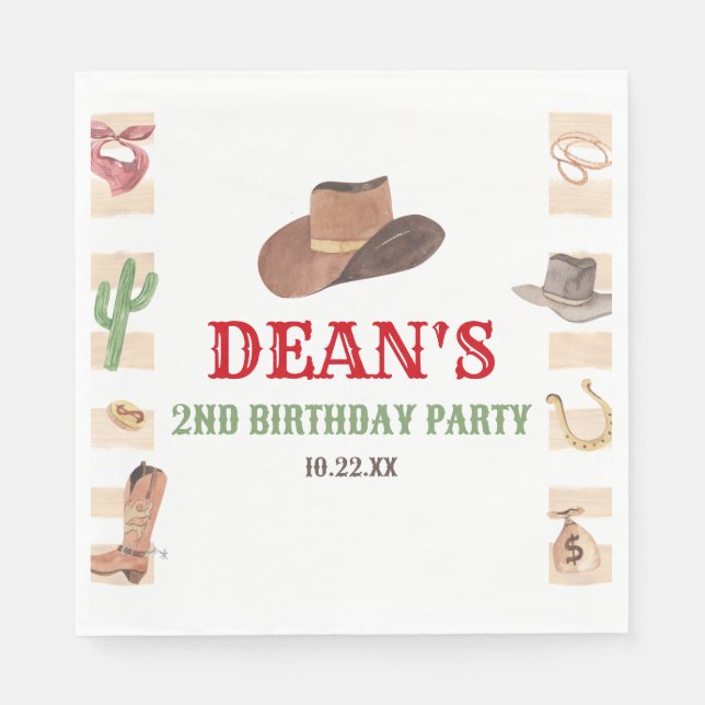 Rodeo Cowboy Western Wild West Birthday Party Serviette (Vorderseite)