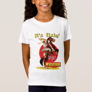 Rodeo-Cowgirl auf Pferd Fixin, zum des Westerns zu T-Shirt