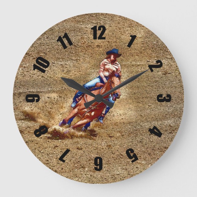 Rodéo Cowgirl Barrel-Racing Occidentale Horloge À  (Recto)