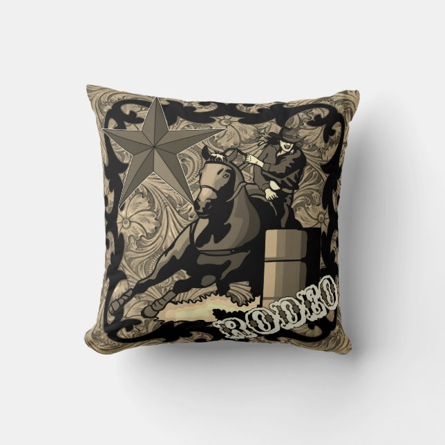 Rodeo Cowgirl Barrel Racing Throw Kissen (Vorderseite)